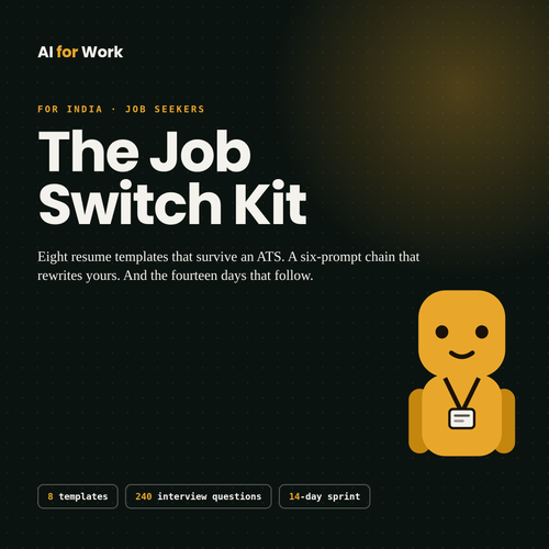 The Job Switch Kit — eight resume templates, 240 interview questions, a 14-day sprint